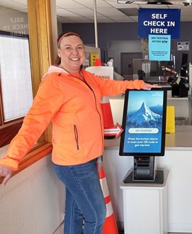Customer with DMV Kiosk