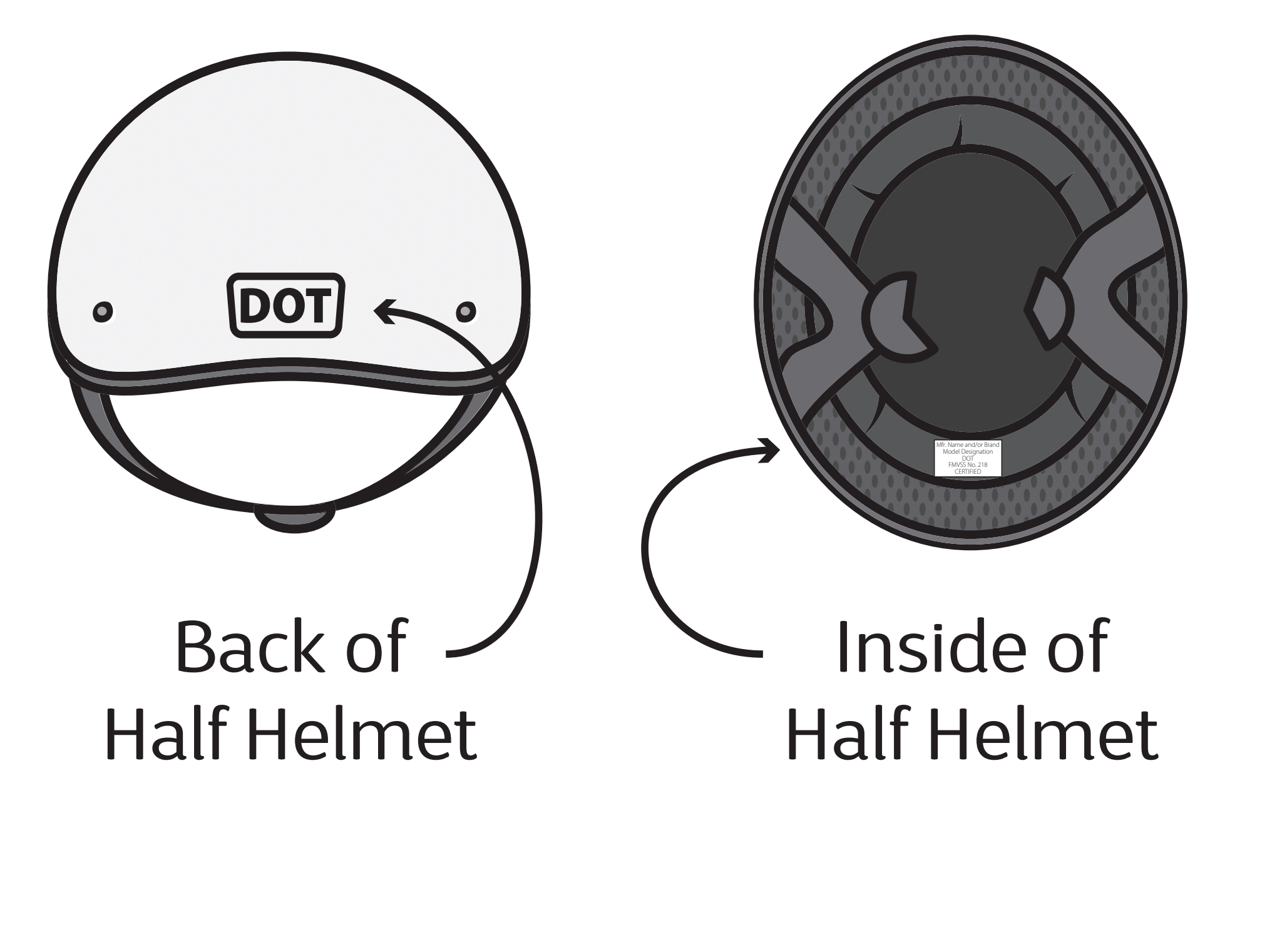 image of the back and inside of a half helmet