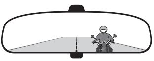 image of rear view mirror with a motorcycle being seen