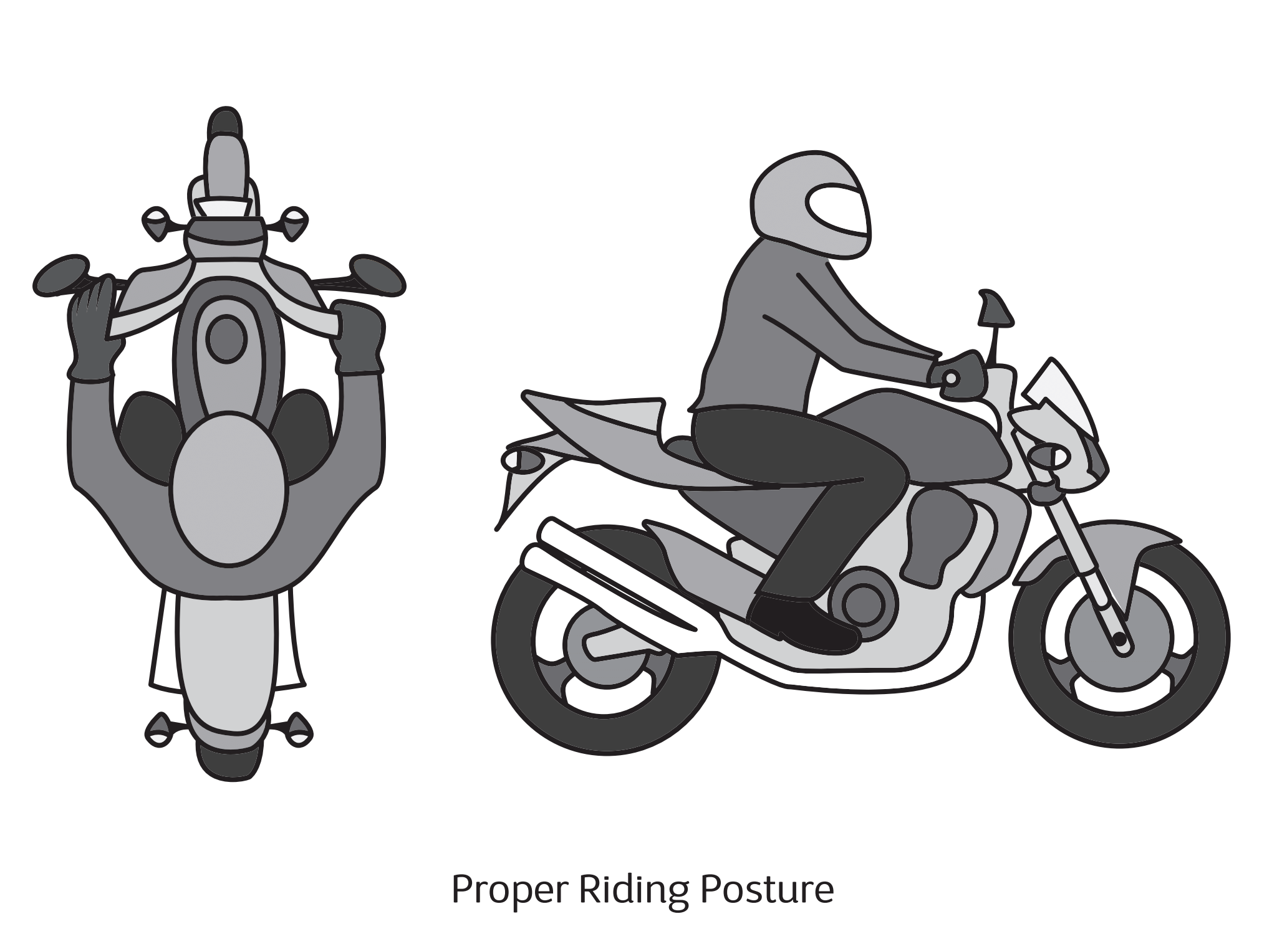 image of proper riding posture on a motorccycle
