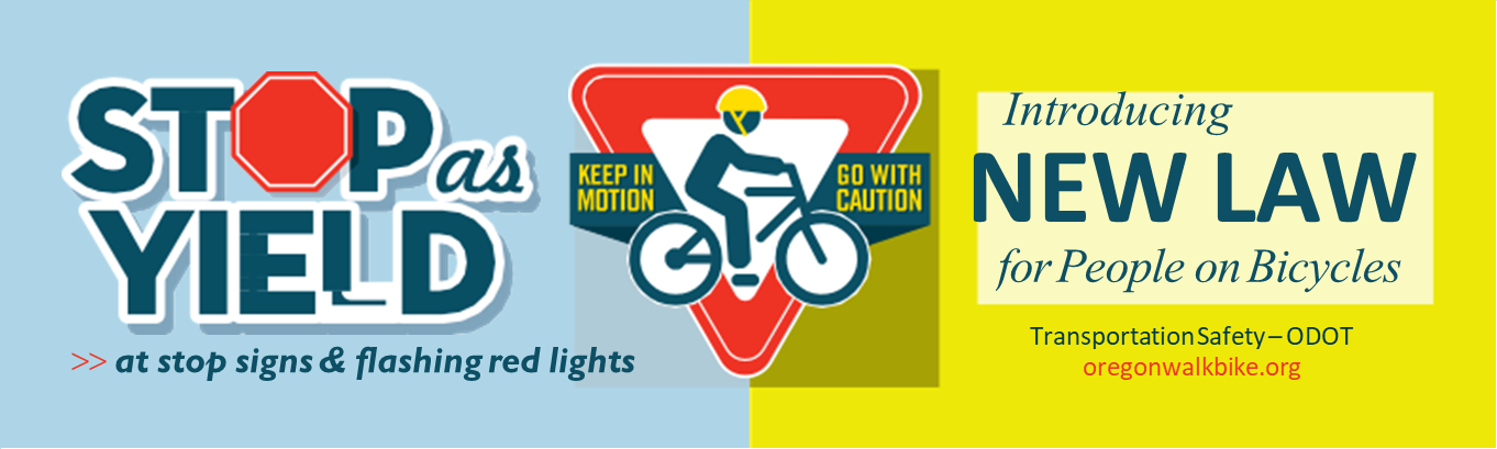 Image - Stop as Yield - Keep in Motion - Go with Caution - Introducing New Law for People on Bicycles