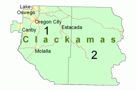 Clackamas County map with sheets outlined