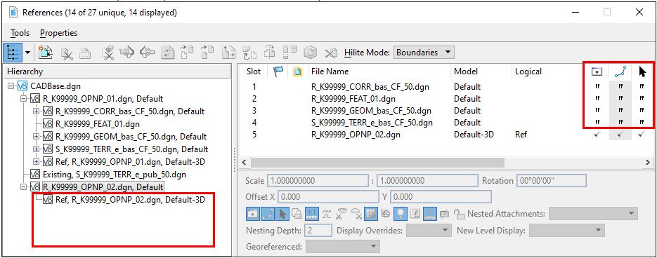 References dialog with red outlines to show where a redundant reference is seen and not seen.