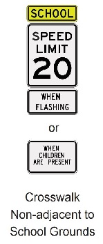 Speed signs for crosswalks not adjacent to school grounds