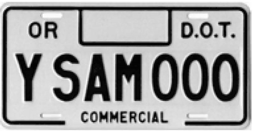 Oregon Commercial License Plate