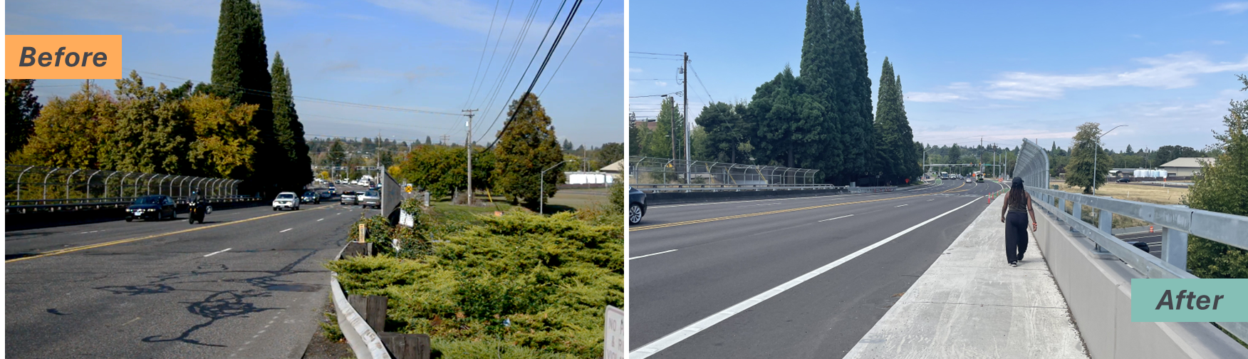 Before and after photos of the new Hall overpass sidewalk.png