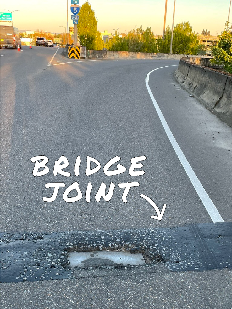 Photo showing a bridge joint on the Center Street Bridge