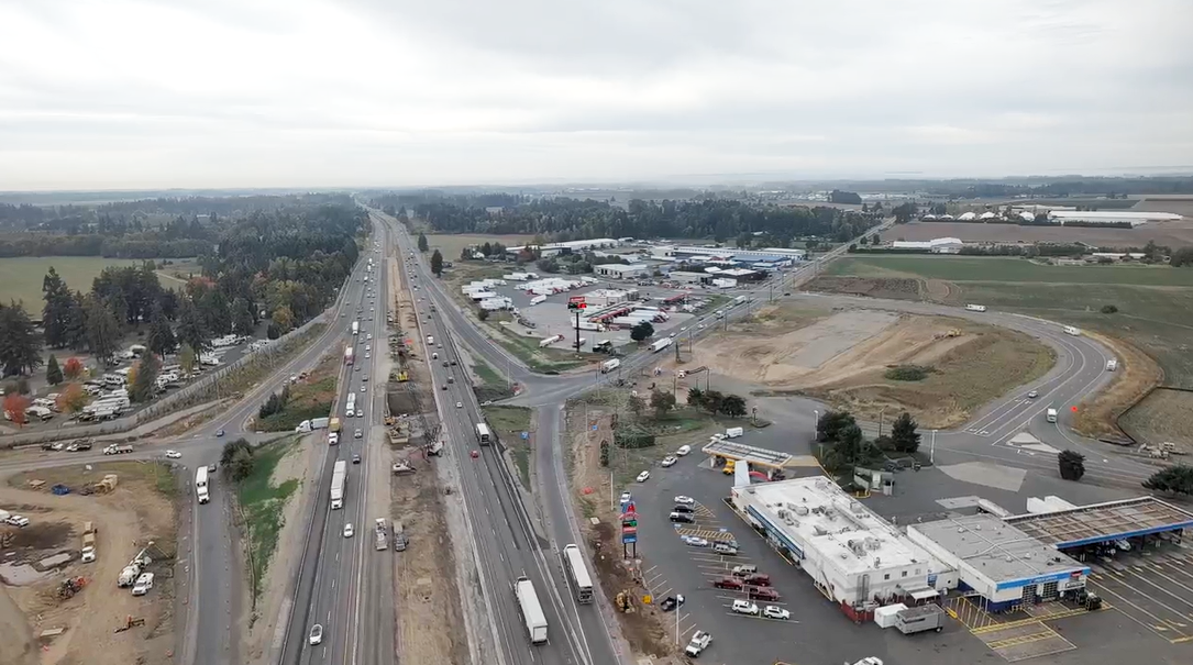 Aerial view of project area under construction