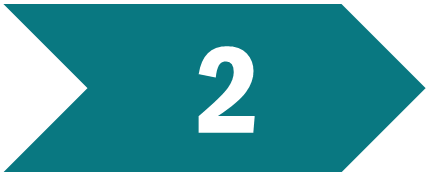 Teal green arrow pointing right with the number "2" inside