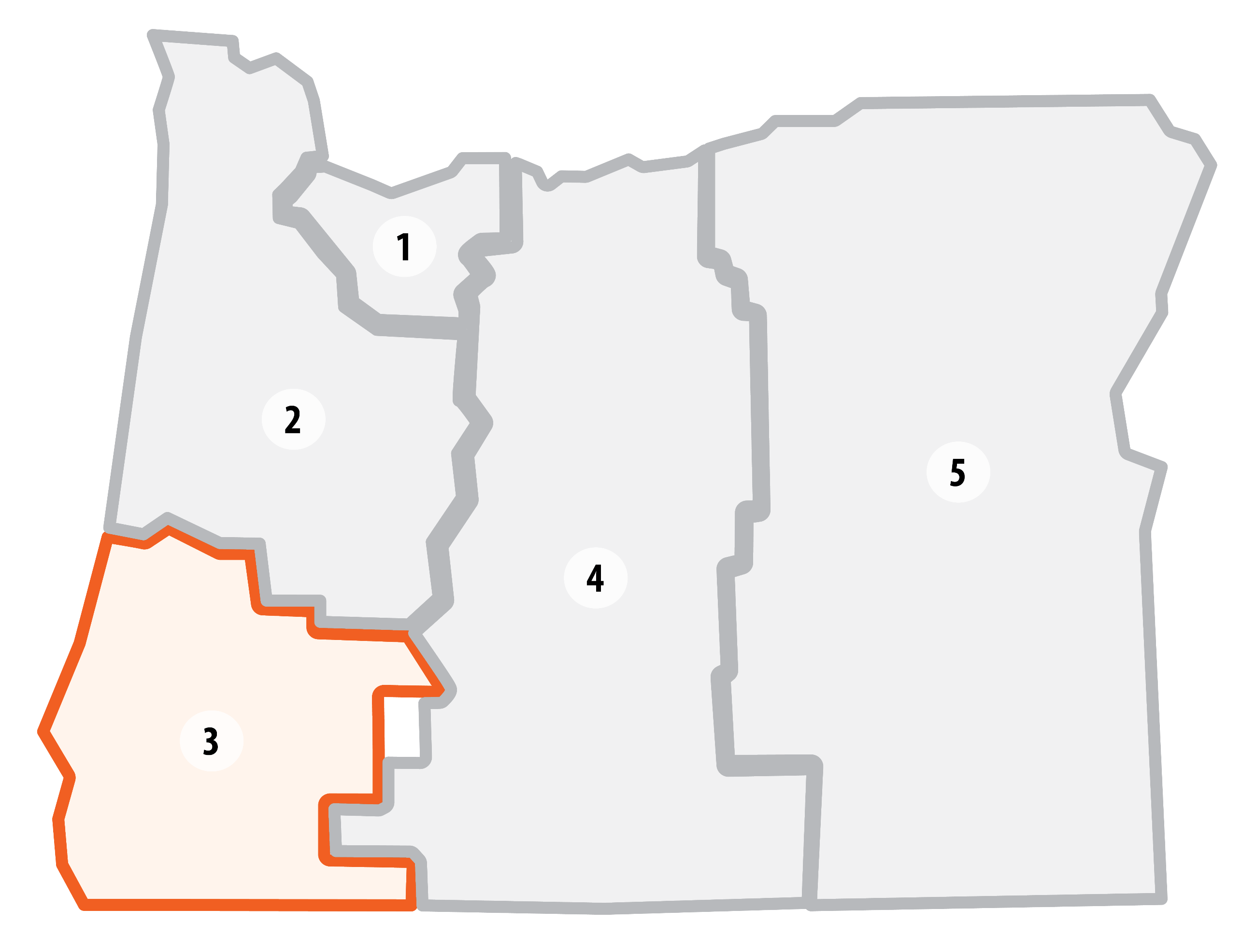 Oregon map with ODOT region boundaries outlined. Region 3 highlighted in color.