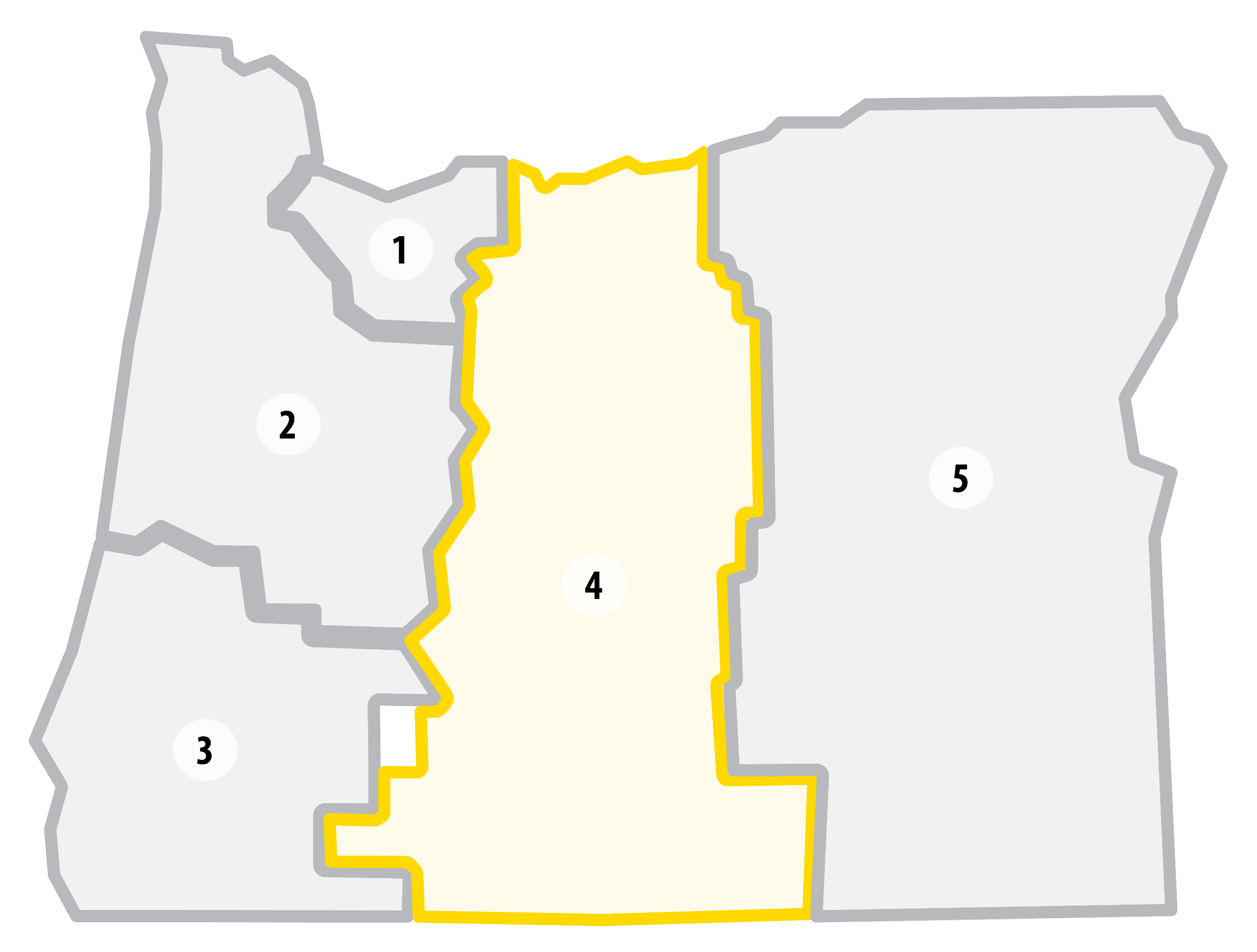 Oregon map with ODOT region boundaries outlined. Region 4 highlighted in color.