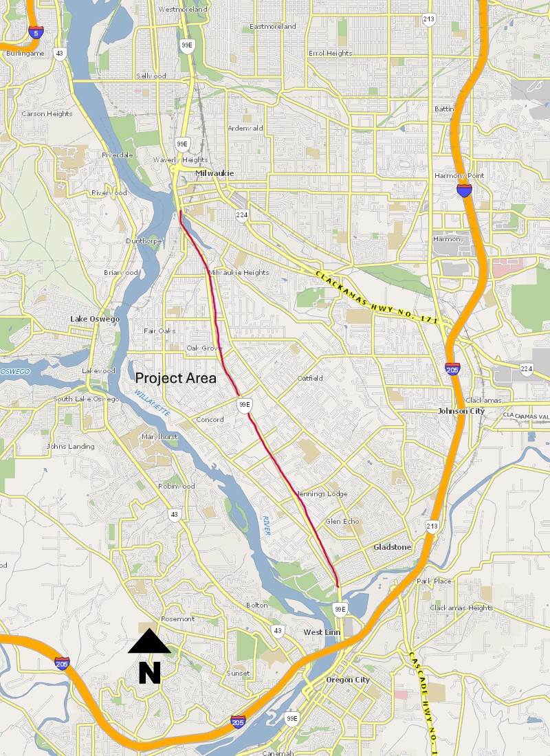 Aerial map showing project area