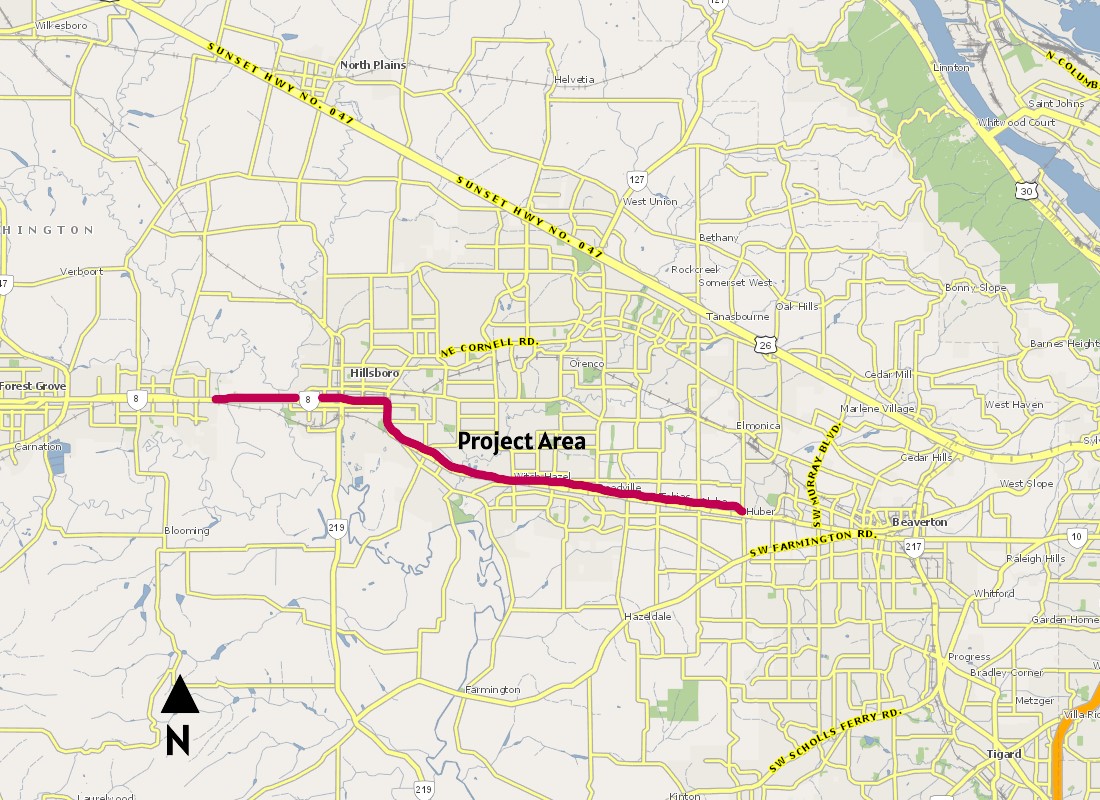 Aerial map showing project area