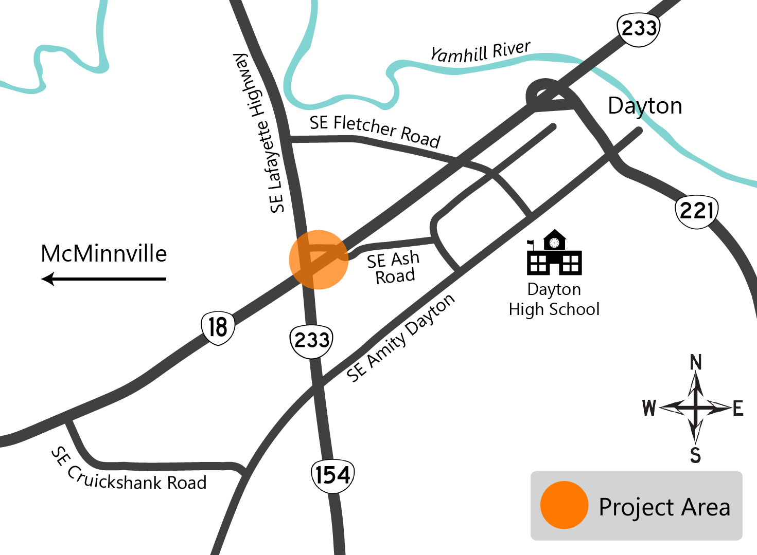 Aerial map showing project area