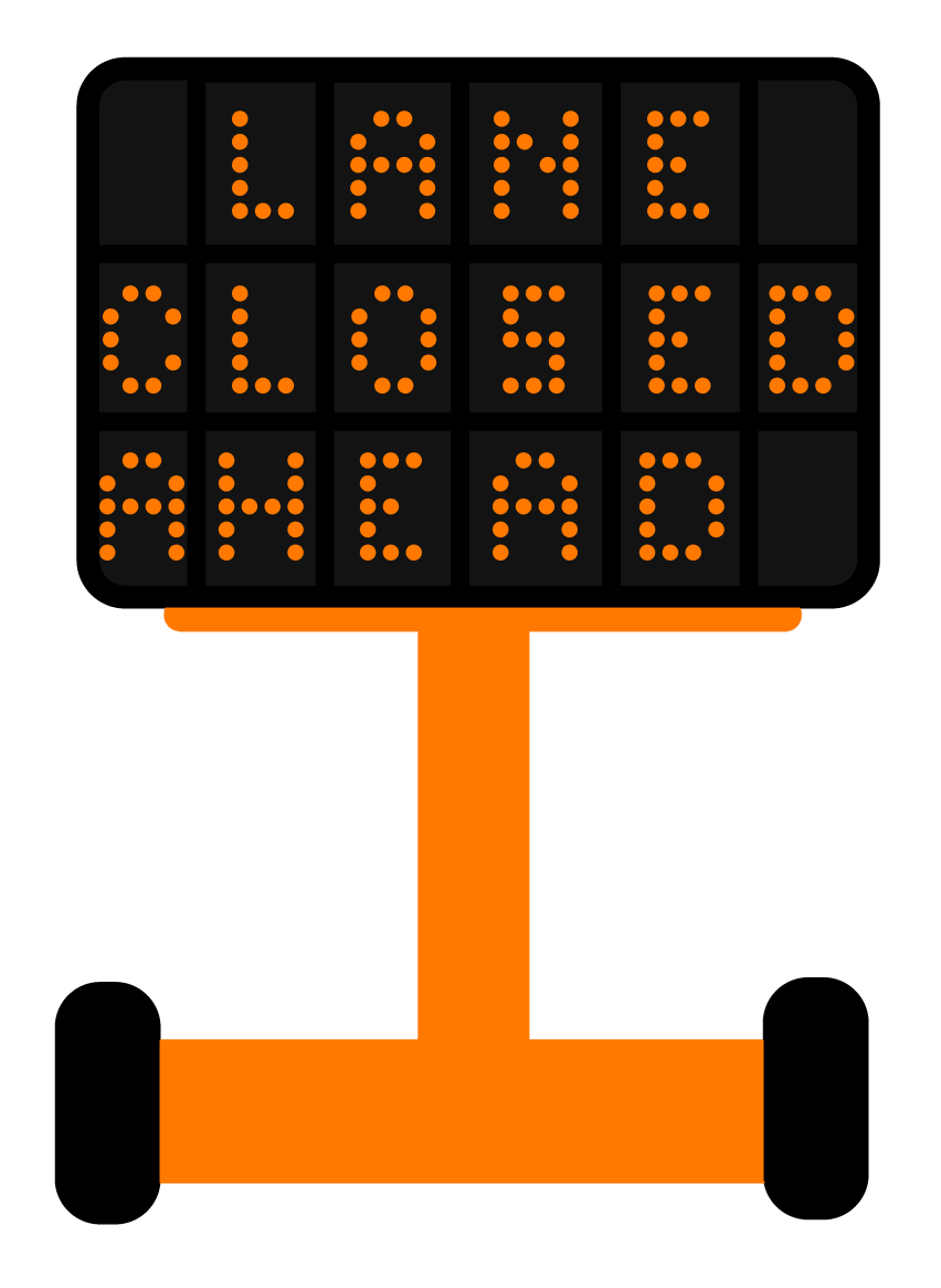 Lane closed message sign