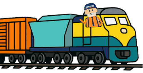 Train conductor waving from train gif