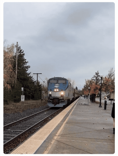 Gif showing a train arriving at the station