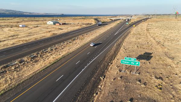 Aerial view of Tower Road, Exit 159 on I-84.