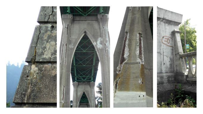 Chipping concrete under the St. Johns Bridge today.