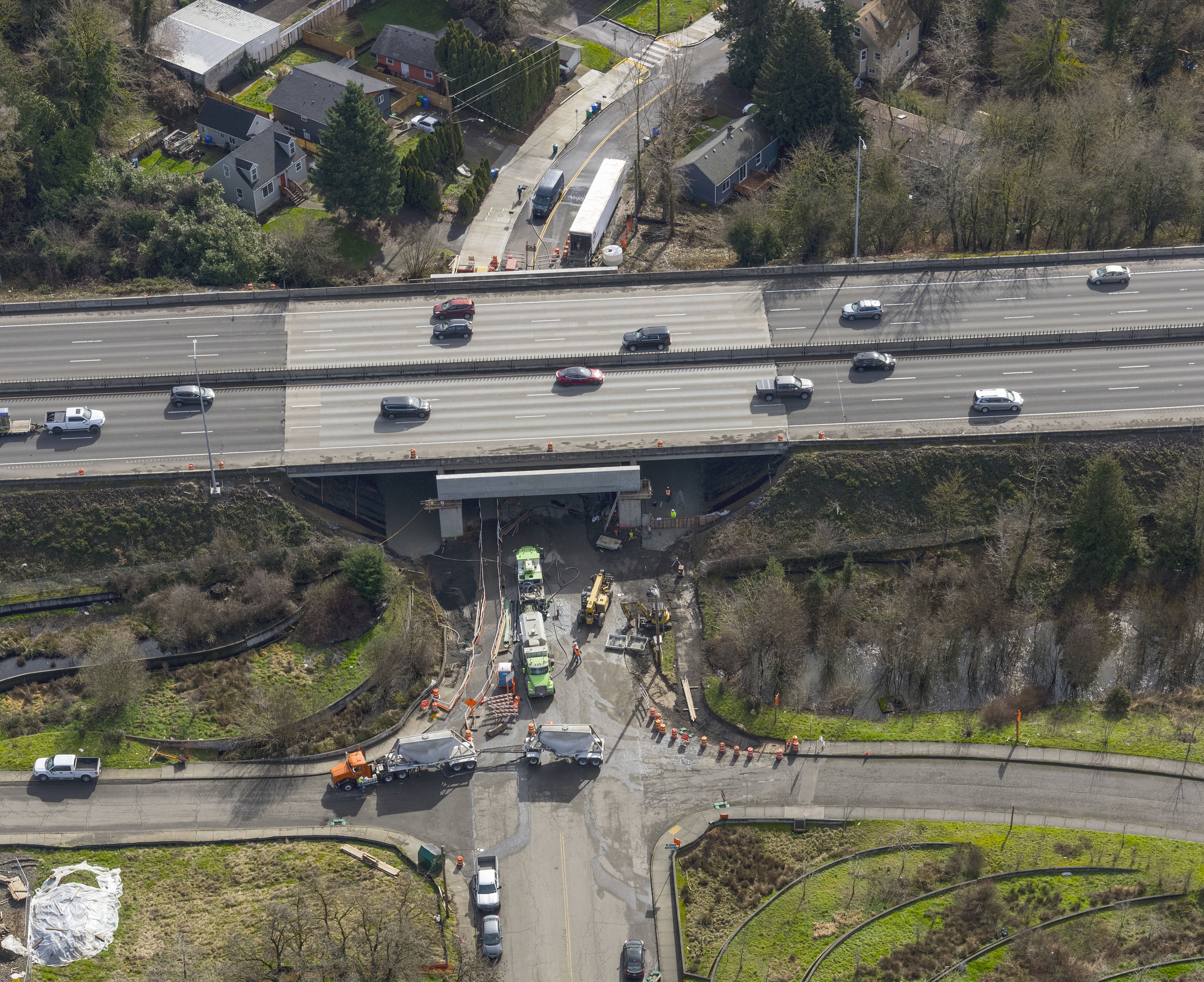 Ariel view of I-5 construction