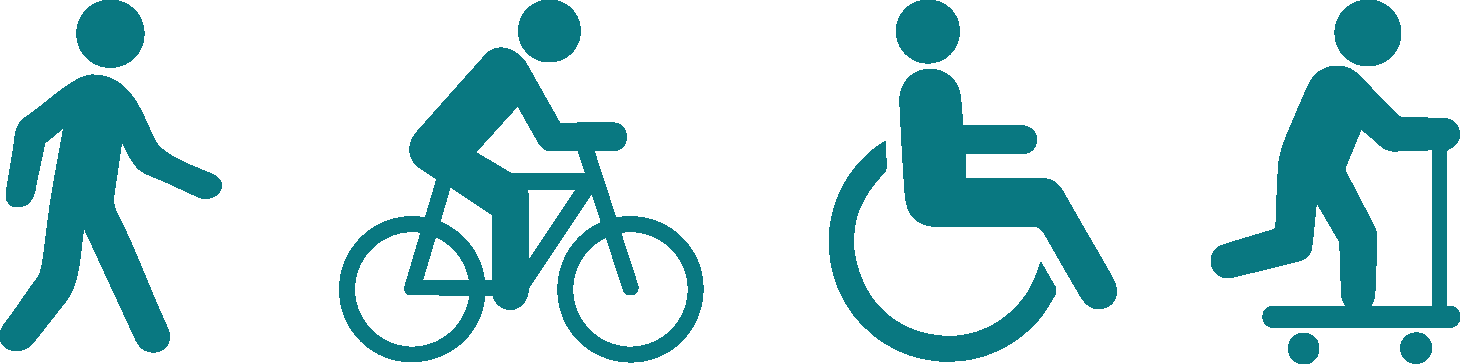Walk, bike, wheelchair and scooter icon