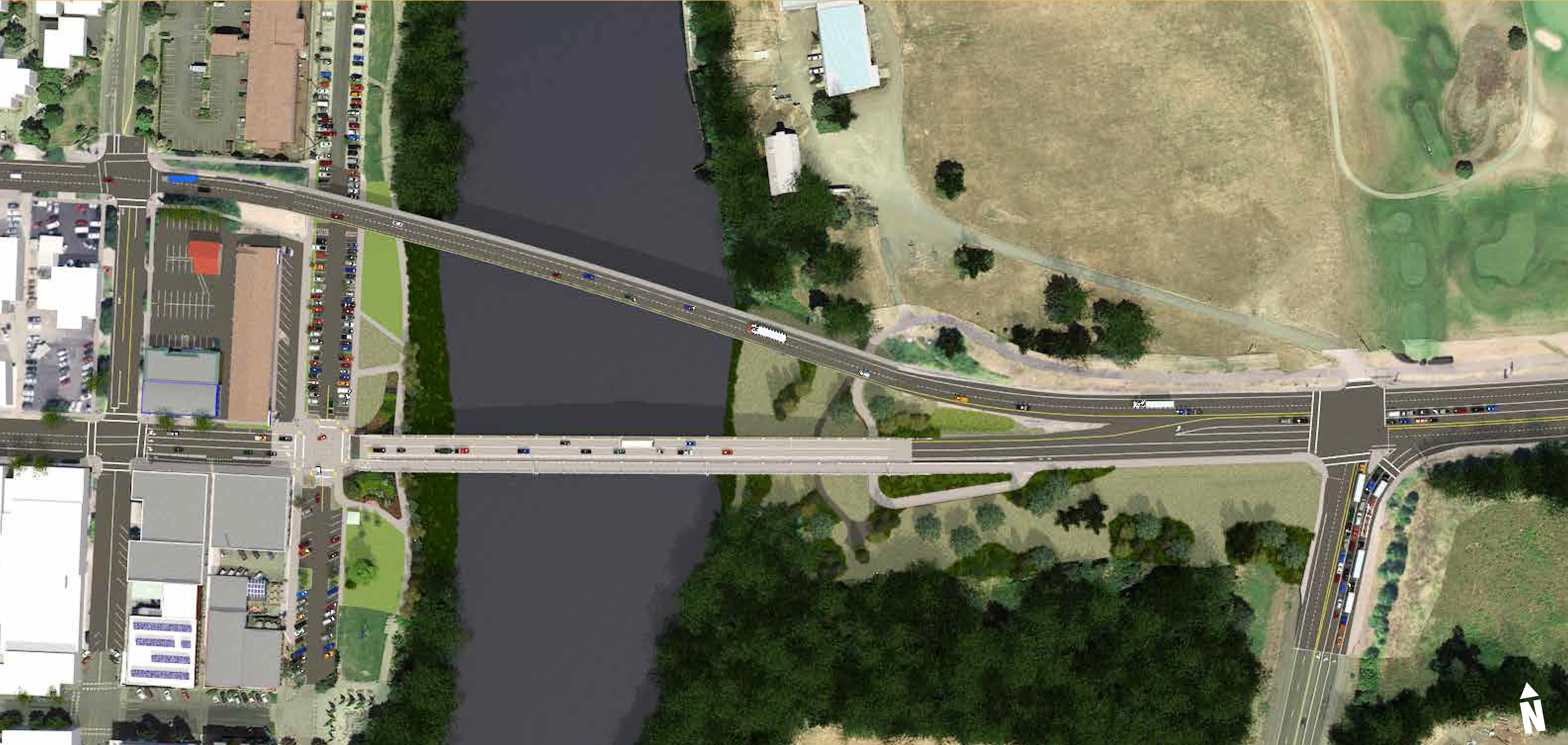 Aerial rendering of new bridge