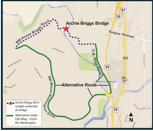 map of alternate route