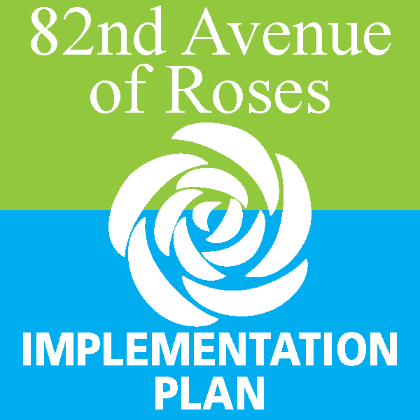 Logo for the 82nd Avenue of Roses Implementation Plan