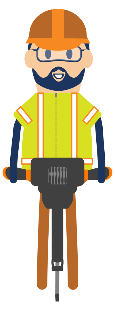 Gif of a cartoon construction worker using a jackhammer