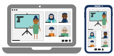 virtual event cellphone and laptop icon