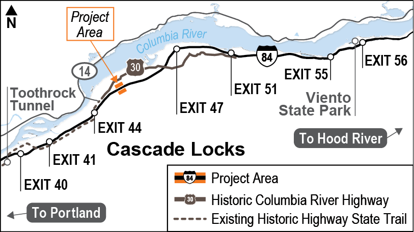 The project occurs where Forest Lane crossed I-84 in Cascade Locks.