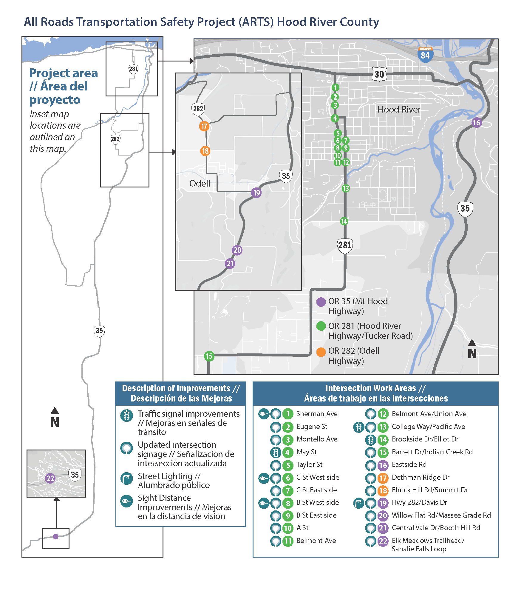 Project area map with work areas.