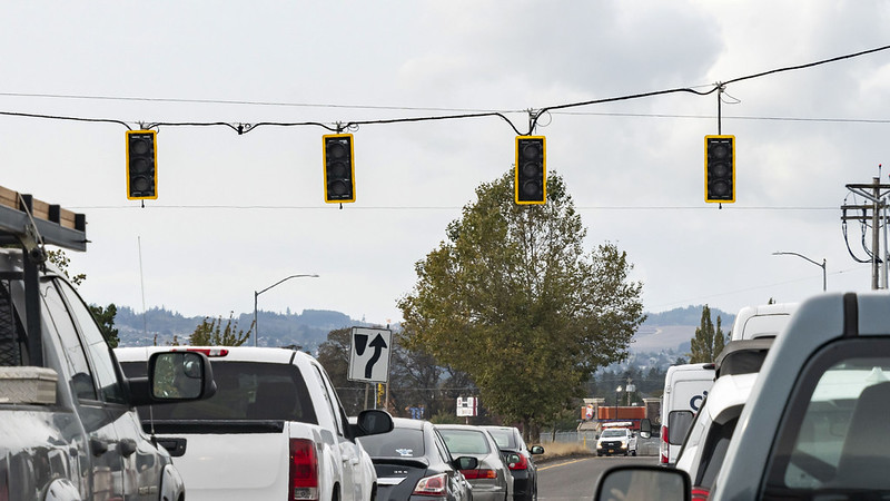 Traffic lights on state highway