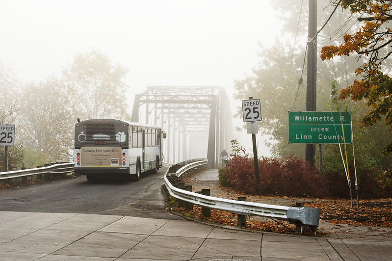 Bus in fog