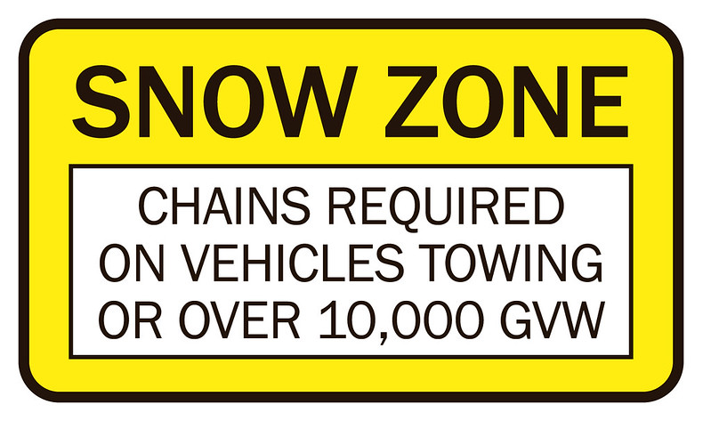 Chains requires for vehicles over 10,000 pounds