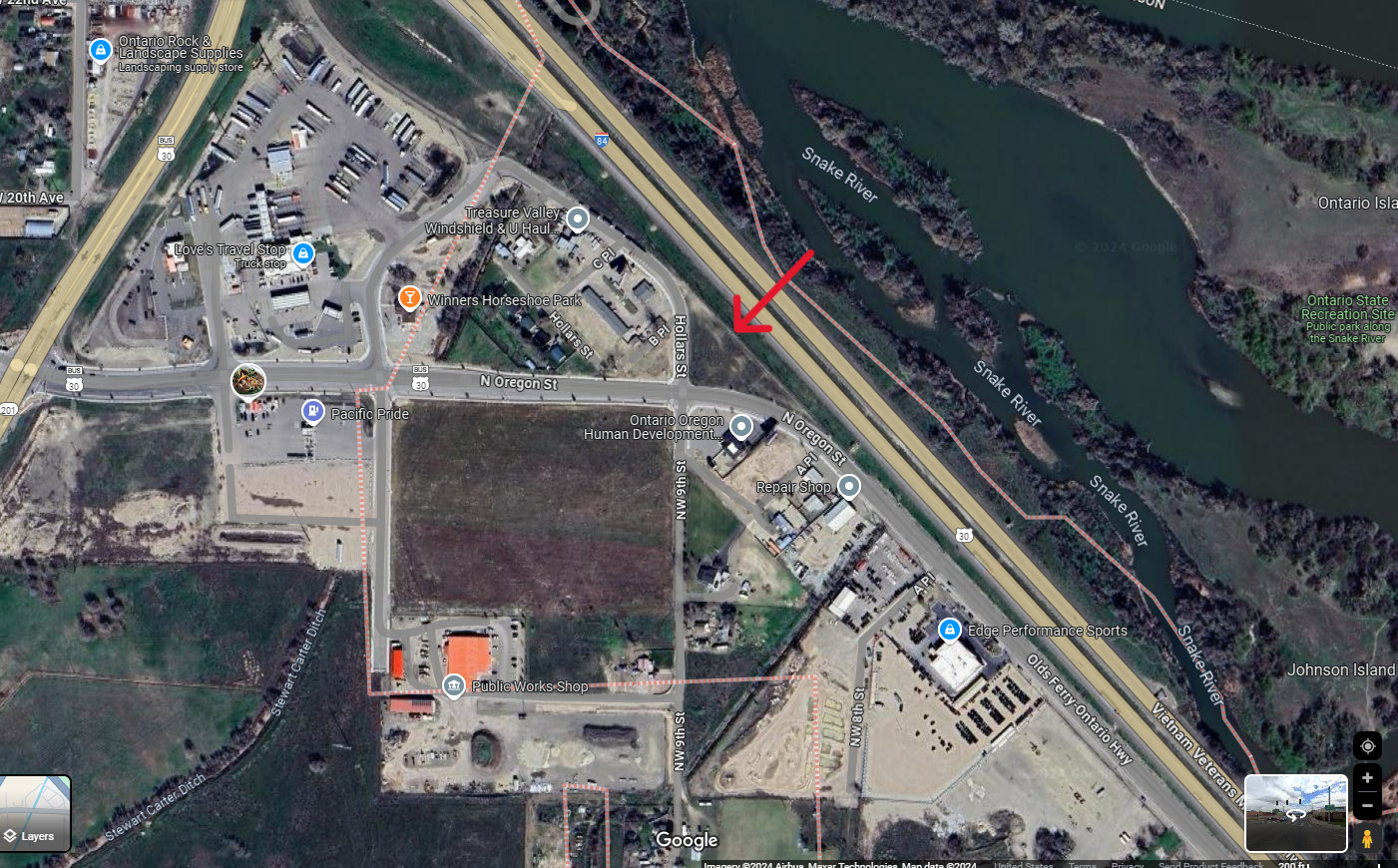 Aerial map showing project area