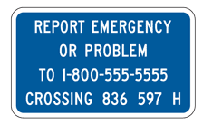 Sample Railroad Emergency Notification Sign