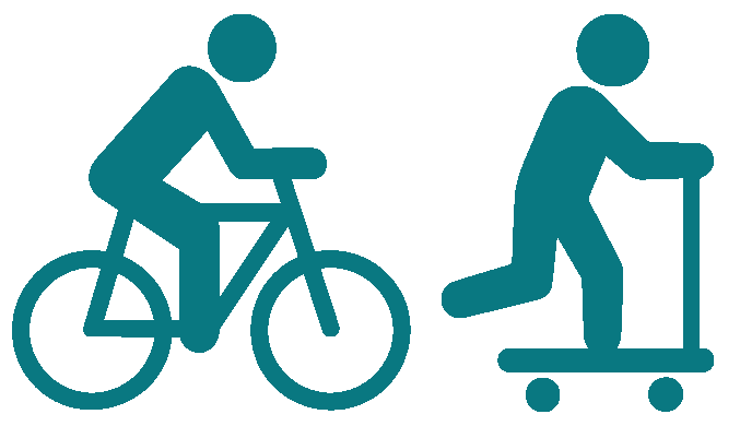 bicyclists and person using a scooter icon
