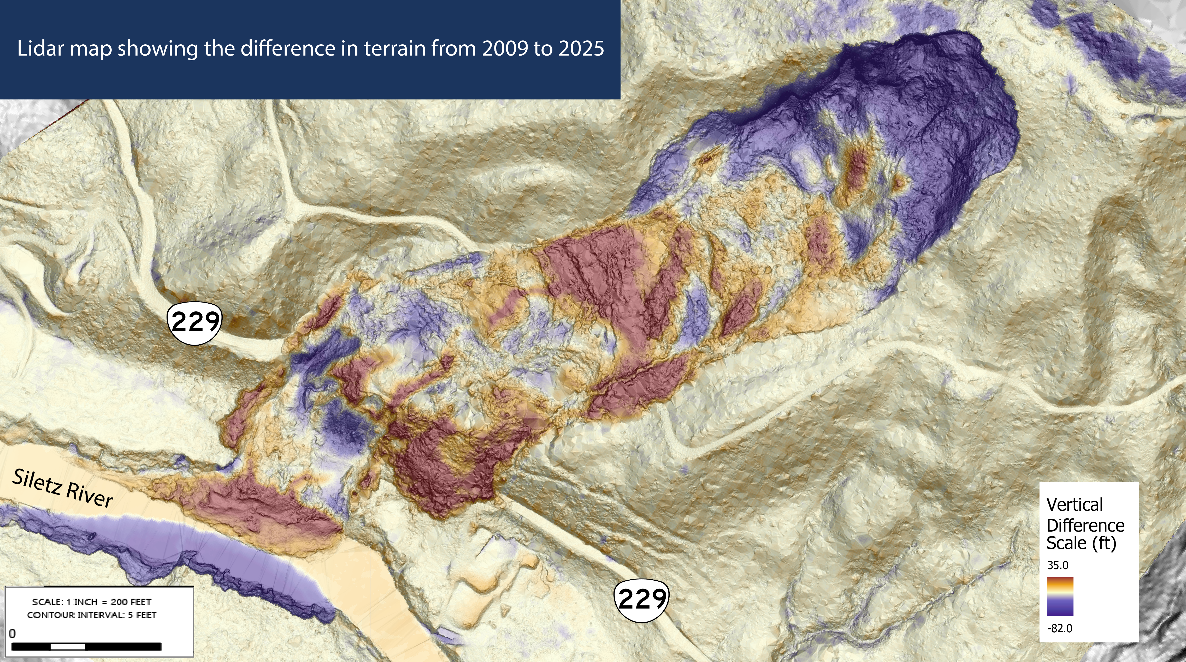 Lidar map of the OR 229 slide area