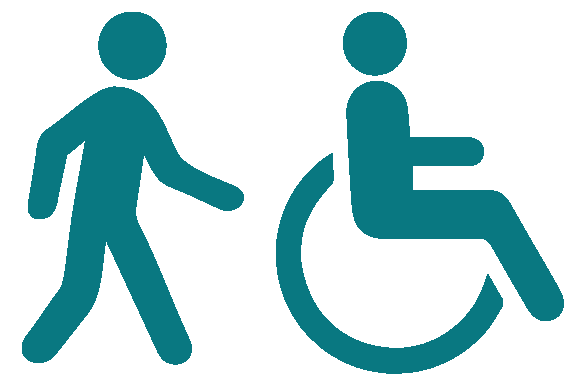 pedestrian and person using a wheelchair icon