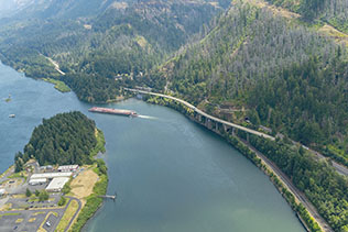Columbia River view with I-84 visible