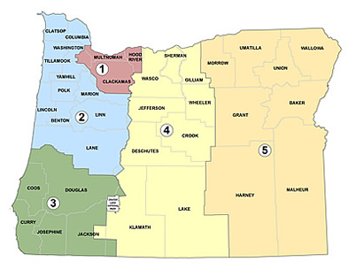 Map of Oregon Regions
