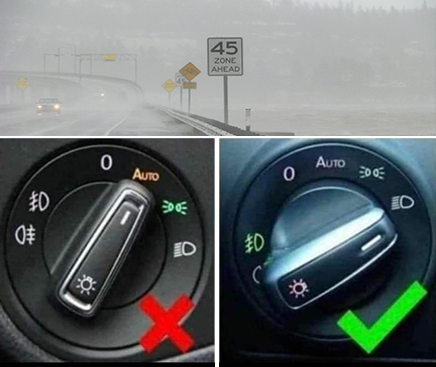 photos of the automatic headlight setting on a headlight switch in a newer vehicle
