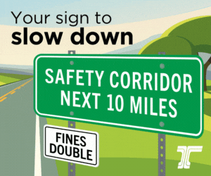 Your Sign to Slow Down - Safety Corridors animated graphic 