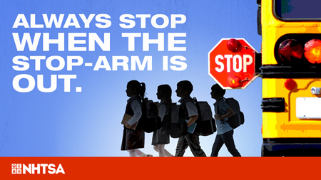 School bus stop means stop billboard