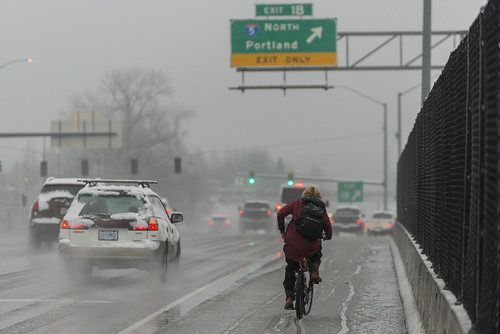 image of winter driving and riding in wet, slick and slushy conditions