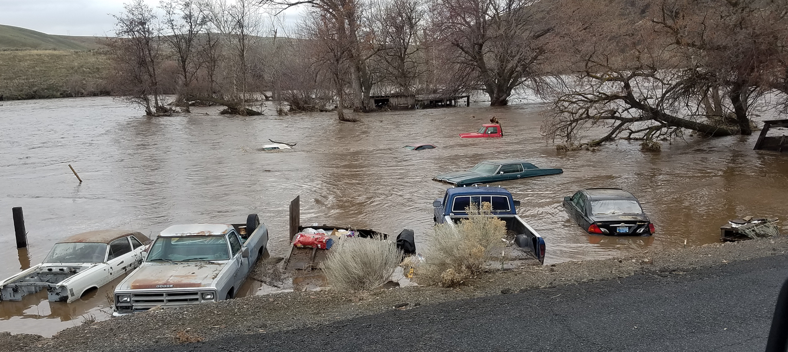 Car in water after a flood