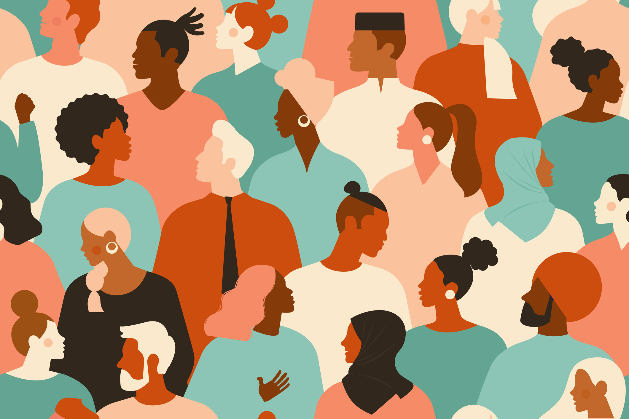 abstract illustration of racially diverse group of people