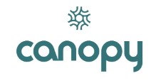 Canopy Employee Assistance Program logo. Small sunbust and canopy in green font.