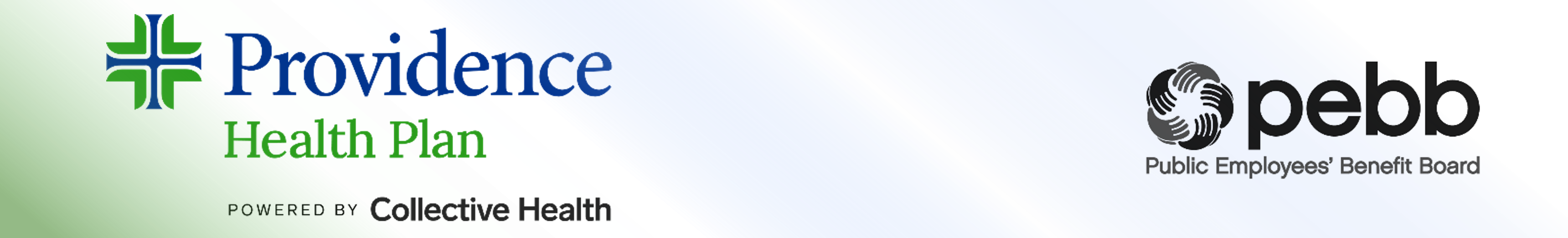 Providence Health Plans powered by Collective Health and PEBB logo images.